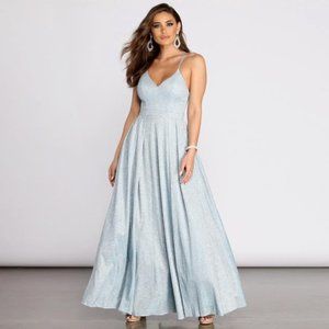 LISETTE GLITTER SHINE PLEATED BALL GOWN